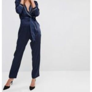 Navy blue satin jumpsuit size small